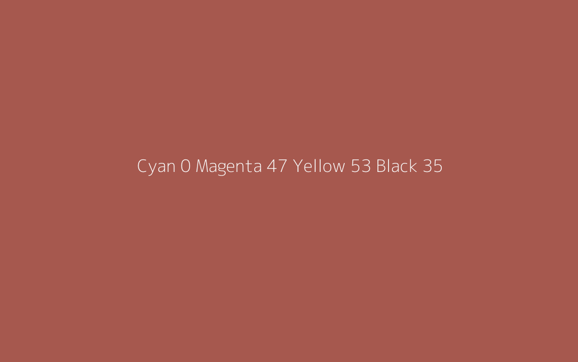 CMYK Color: Cyan 0 Magenta 47 Yellow 53 Black 35 CMYK name: Roof terracotta CMYK Color: Cyan 0 Magenta 47 Yellow 53 Black 35 CMYK name: Roof terracotta