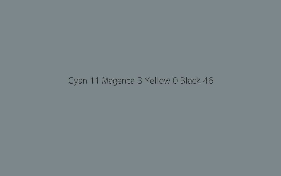 CMYK Color: Cyan 11 Magenta 3 Yellow 0 Black 46 CMYK name: Steel grey CMYK Color: Cyan 11 Magenta 3 Yellow 0 Black 46 CMYK name: Steel grey