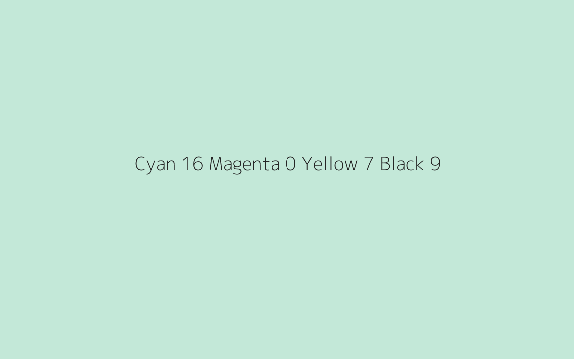 CMYK Color: Cyan 16 Magenta 0 Yellow 7 Black 9 CMYK name: Aero blue CMYK Color: Cyan 16 Magenta 0 Yellow 7 Black 9 CMYK name: Aero blue