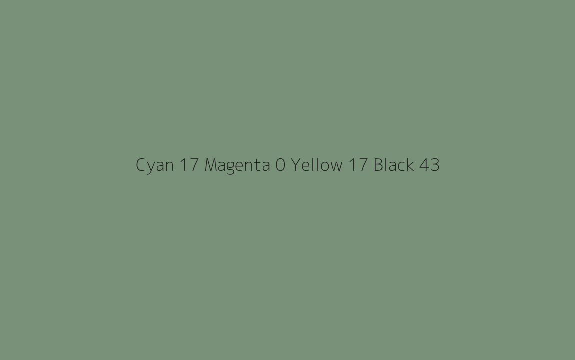 CMYK Color: Cyan 17 Magenta 0 Yellow 17 Black 43 CMYK name: Russian green CMYK Color: Cyan 17 Magenta 0 Yellow 17 Black 43 CMYK name: Russian green
