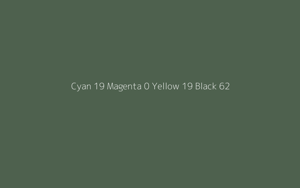 CMYK Color: Cyan 19 Magenta 0 Yellow 19 Black 62 CMYK name: Mughal green CMYK Color: Cyan 19 Magenta 0 Yellow 19 Black 62 CMYK name: Mughal green