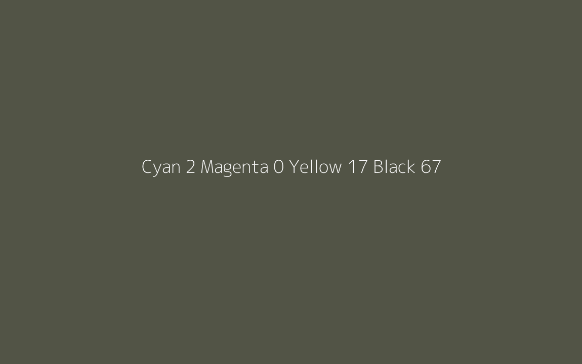 CMYK Color: Cyan 2 Magenta 0 Yellow 17 Black 67 CMYK name: Woodland CMYK Color: Cyan 2 Magenta 0 Yellow 17 Black 67 CMYK name: Woodland