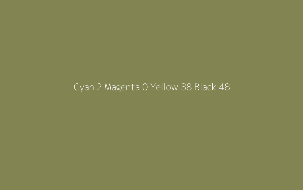 CMYK Color: Cyan 2 Magenta 0 Yellow 38 Black 48 CMYK name: Trendy green CMYK Color: Cyan 2 Magenta 0 Yellow 38 Black 48 CMYK name: Trendy green