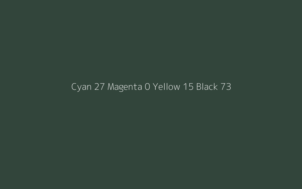 CMYK Color: Cyan 27 Magenta 0 Yellow 15 Black 73 CMYK name: Kaitoke green CMYK Color: Cyan 27 Magenta 0 Yellow 15 Black 73 CMYK name: Kaitoke green