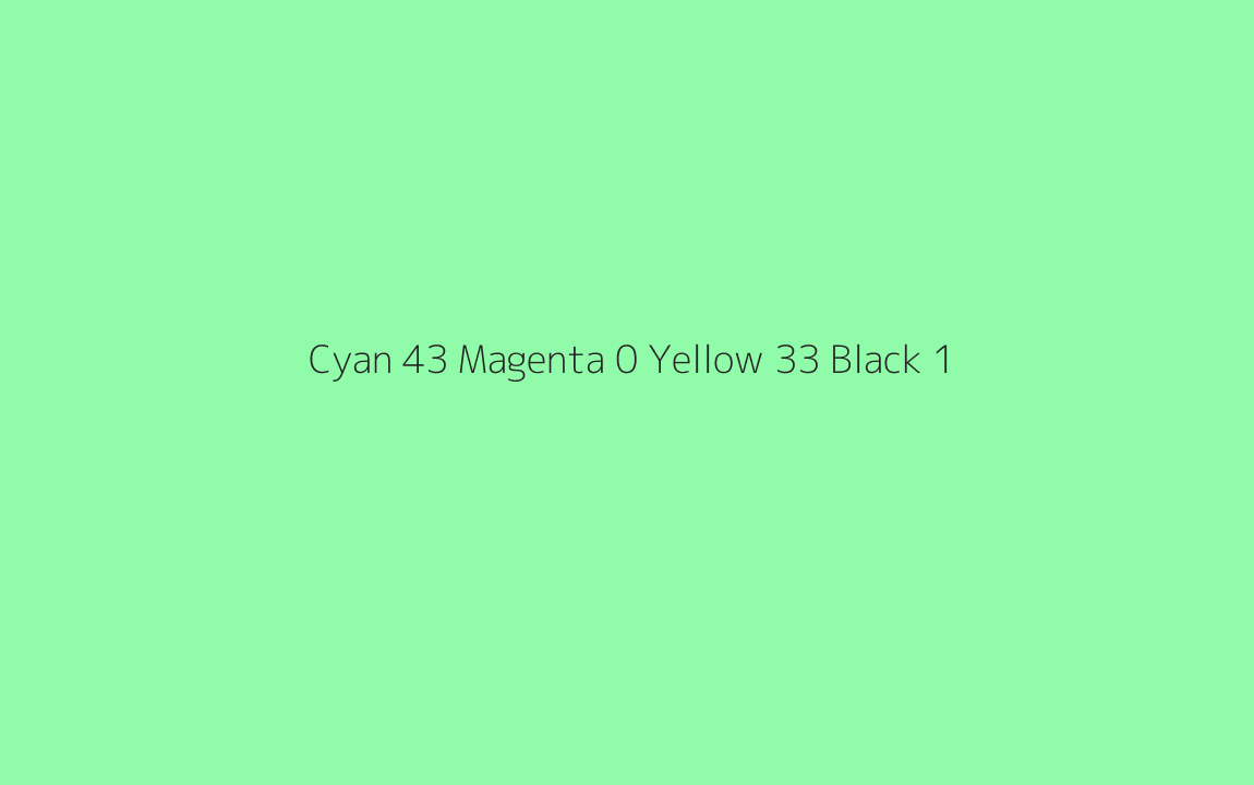 CMYK Color: Cyan 43 Magenta 0 Yellow 33 Black 1 CMYK name: Foam green CMYK Color: Cyan 43 Magenta 0 Yellow 33 Black 1 CMYK name: Foam green