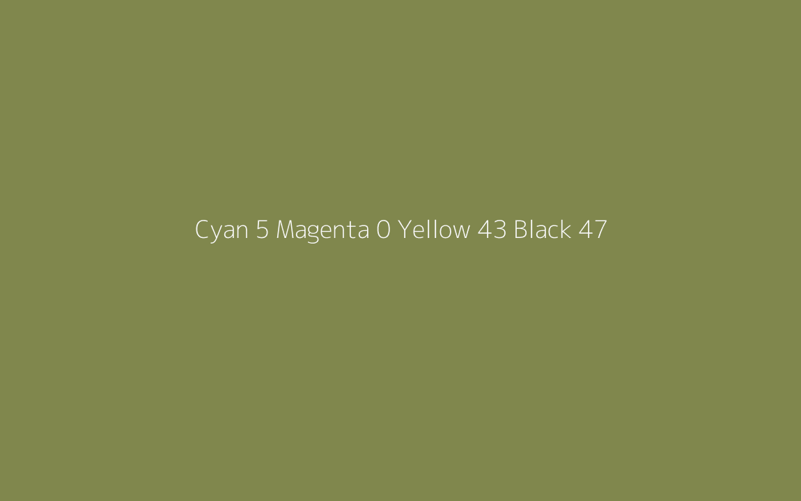 CMYK Color: Cyan 5 Magenta 0 Yellow 43 Black 47 CMYK name: Trendy green CMYK Color: Cyan 5 Magenta 0 Yellow 43 Black 47 CMYK name: Trendy green