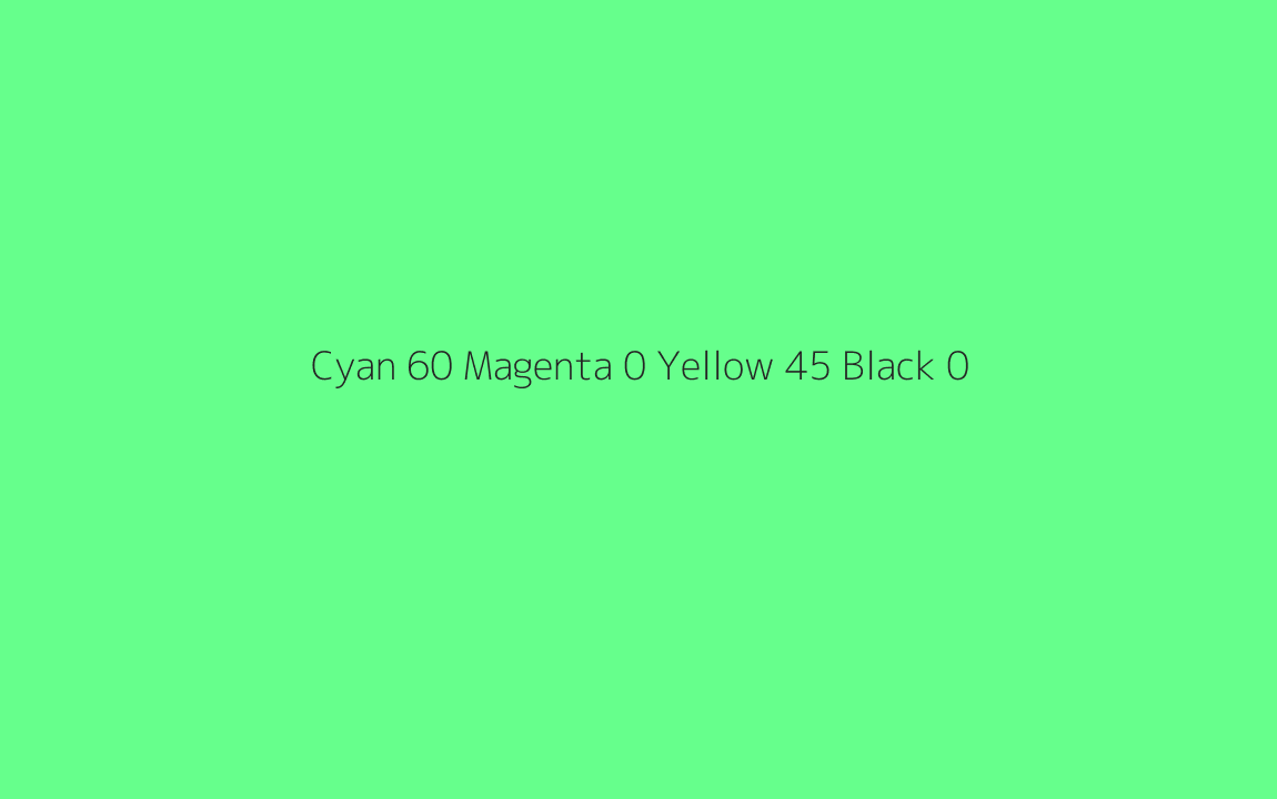 CMYK Color: Cyan 60 Magenta 0 Yellow 45 Black 0 CMYK name: Light brilliant malachite green CMYK Color: Cyan 60 Magenta 0 Yellow 45 Black 0 CMYK name: Light brilliant malachite green