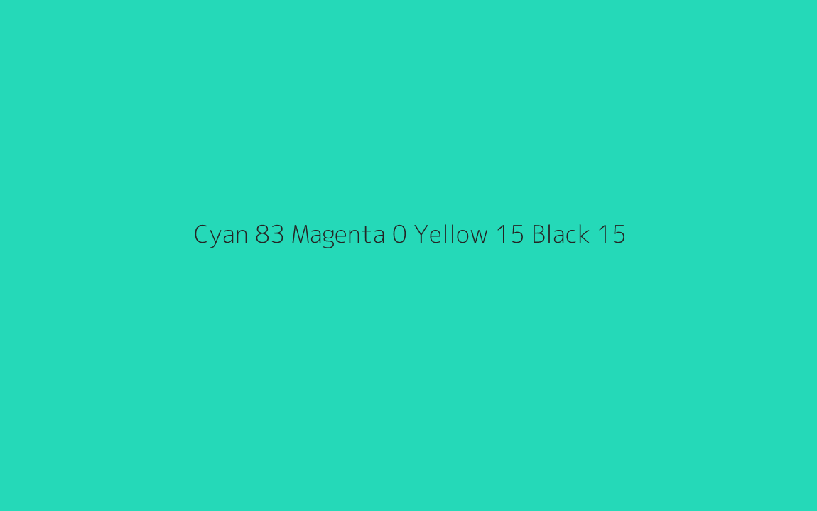 CMYK Color: Cyan 83 Magenta 0 Yellow 15 Black 15 CMYK name: Aquamarine CMYK Color: Cyan 83 Magenta 0 Yellow 15 Black 15 CMYK name: Aquamarine