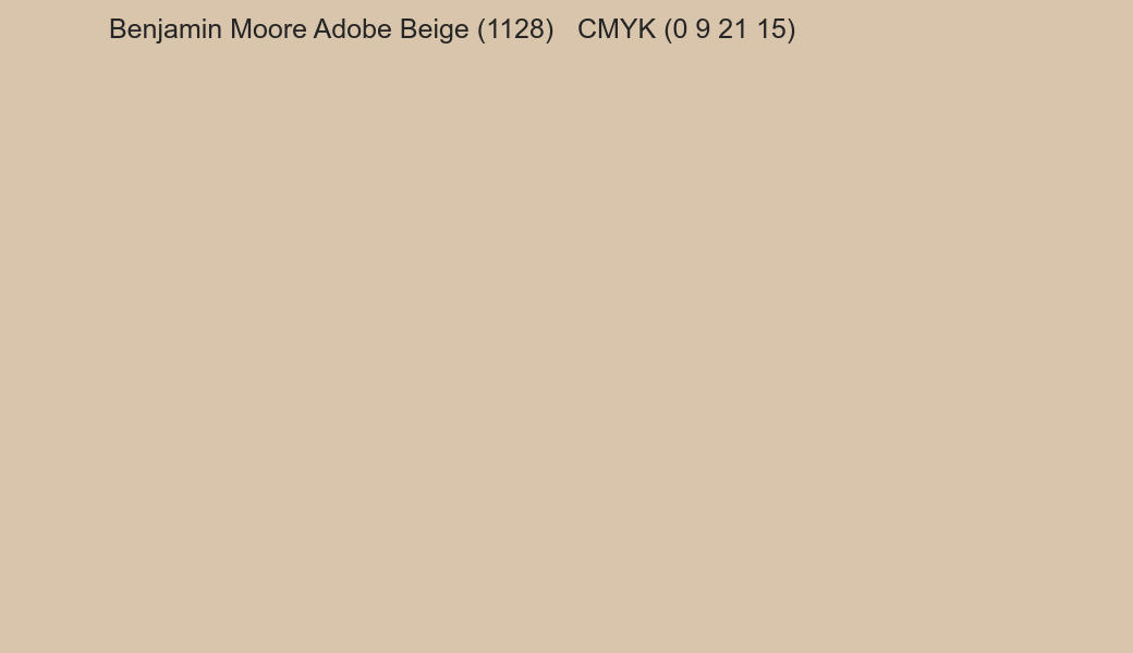 Color Benjamin Moore Adobe Beige (1128) to CMYK (0 9 21 15) converter Color Benjamin Moore Adobe Beige (1128) to CMYK (0 9 21 15) converter