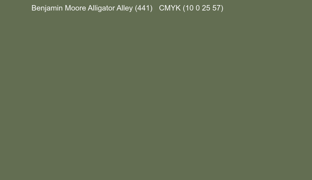 Color Benjamin Moore Alligator Alley (441) to CMYK (10 0 25 57) converter Color Benjamin Moore Alligator Alley (441) to CMYK (10 0 25 57) converter
