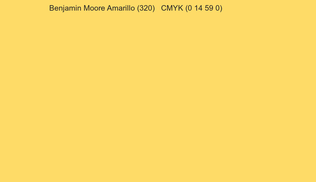 Color Benjamin Moore Amarillo (320) to CMYK (0 14 59 0) converter Color Benjamin Moore Amarillo (320) to CMYK (0 14 59 0) converter