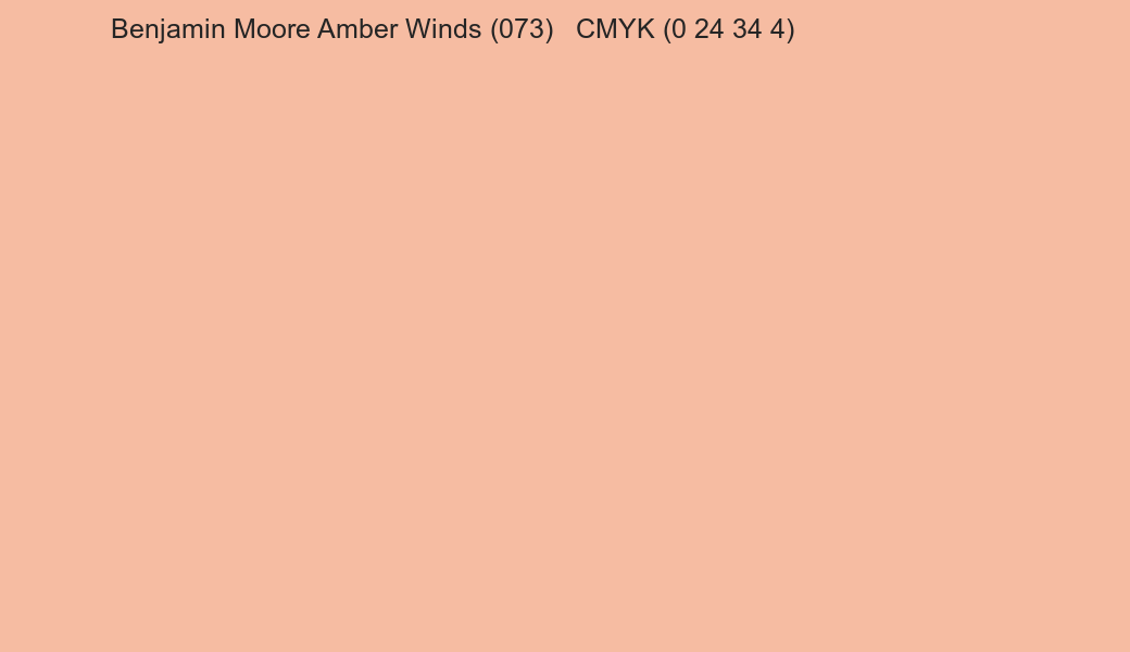 Color Benjamin Moore Amber Winds (073) to CMYK (0 24 34 4) converter Color Benjamin Moore Amber Winds (073) to CMYK (0 24 34 4) converter