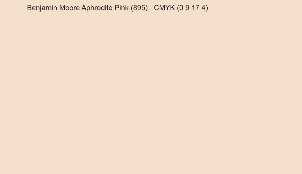 Color Benjamin Moore Aphrodite Pink (895) to CMYK (0 9 17 4) converter Color Benjamin Moore Aphrodite Pink (895) to CMYK (0 9 17 4) converter