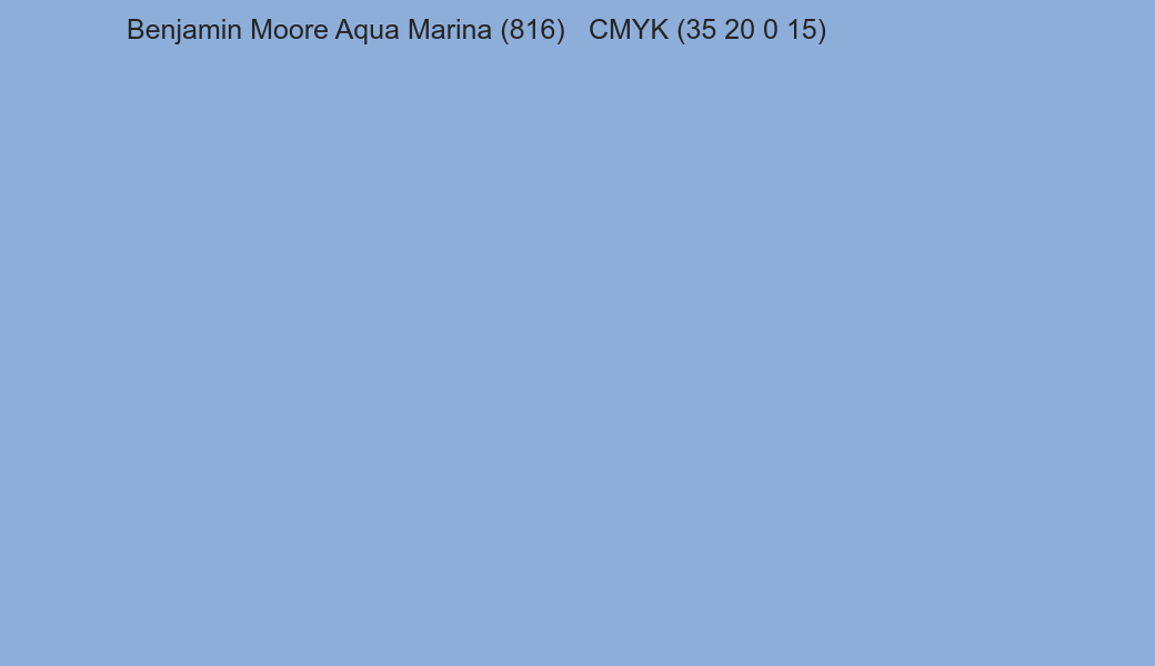 Color Benjamin Moore Aqua Marina (816) to CMYK (35 20 0 15) converter Color Benjamin Moore Aqua Marina (816) to CMYK (35 20 0 15) converter