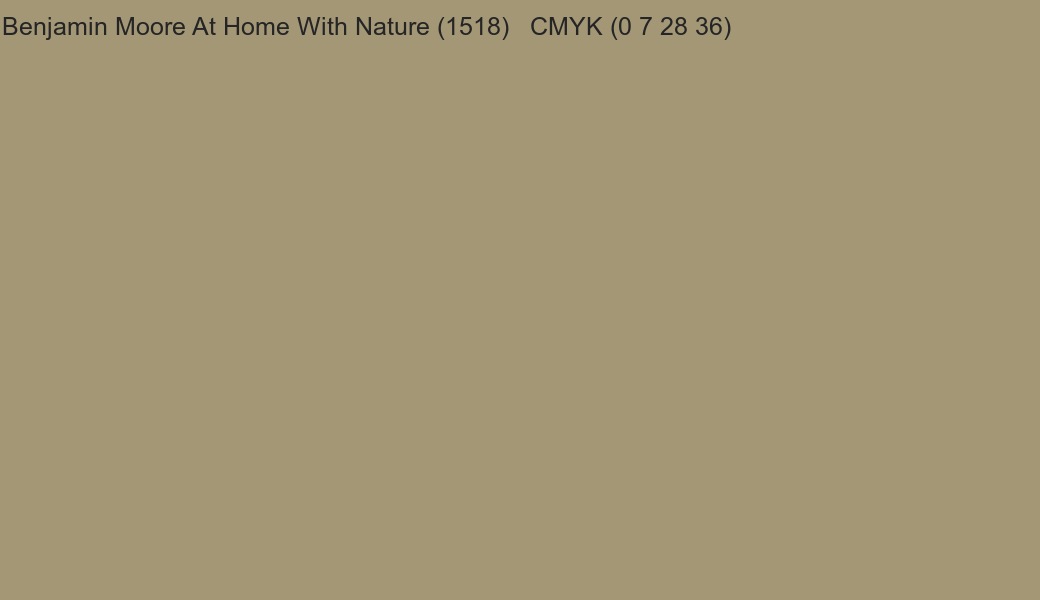 Color Benjamin Moore At Home With Nature (1518) to CMYK (0 7 28 36) converter Color Benjamin Moore At Home With Nature (1518) to CMYK (0 7 28 36) converter