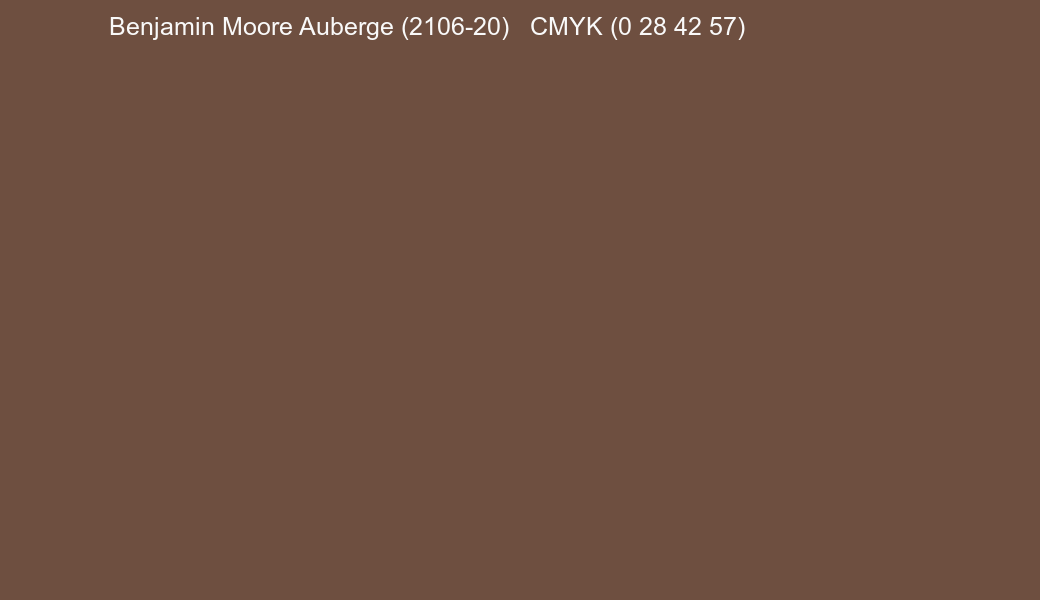 Color Benjamin Moore Auberge (2106-20) to CMYK (0 28 42 57) converter Color Benjamin Moore Auberge (2106-20) to CMYK (0 28 42 57) converter