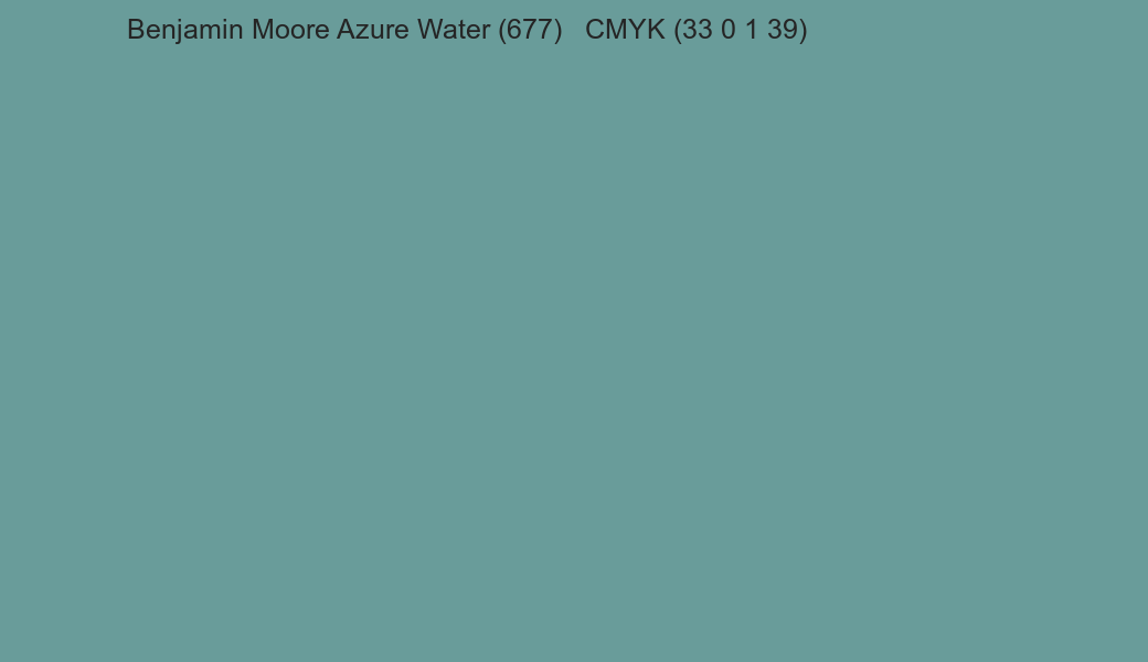 Color Benjamin Moore Azure Water (677) to CMYK (33 0 1 39) converter Color Benjamin Moore Azure Water (677) to CMYK (33 0 1 39) converter
