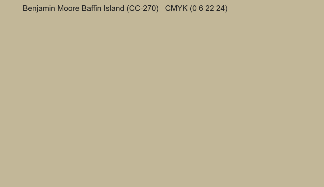Color Benjamin Moore Baffin Island (CC-270) to CMYK (0 6 22 24) converter Color Benjamin Moore Baffin Island (CC-270) to CMYK (0 6 22 24) converter