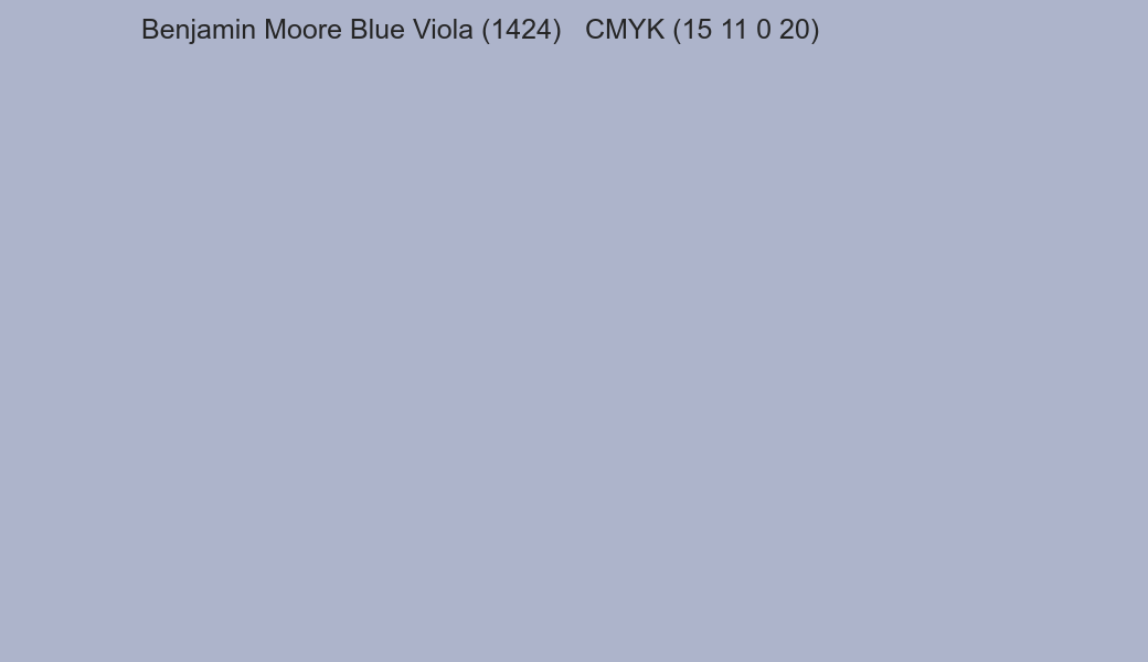 Color Benjamin Moore Blue Viola (1424) to CMYK (15 11 0 20) converter Color Benjamin Moore Blue Viola (1424) to CMYK (15 11 0 20) converter