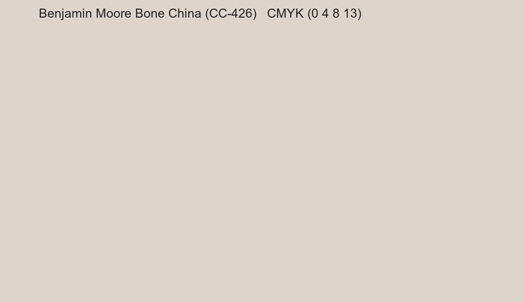 Color Benjamin Moore Bone China (CC-426) to CMYK (0 4 8 13) converter Color Benjamin Moore Bone China (CC-426) to CMYK (0 4 8 13) converter