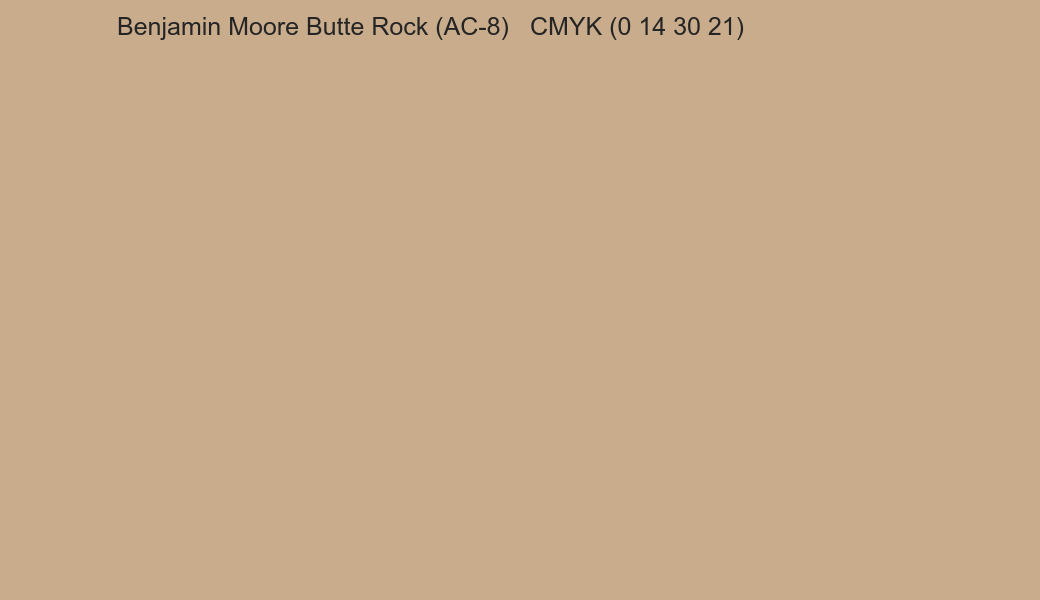 Color Benjamin Moore Butte Rock (AC-8) to CMYK (0 14 30 21) converter Color Benjamin Moore Butte Rock (AC-8) to CMYK (0 14 30 21) converter