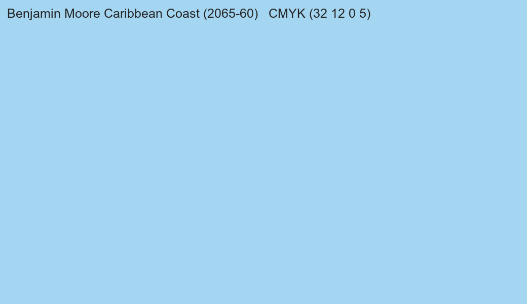 Color Benjamin Moore Caribbean Coast (2065-60) to CMYK (32 12 0 5) converter Color Benjamin Moore Caribbean Coast (2065-60) to CMYK (32 12 0 5) converter