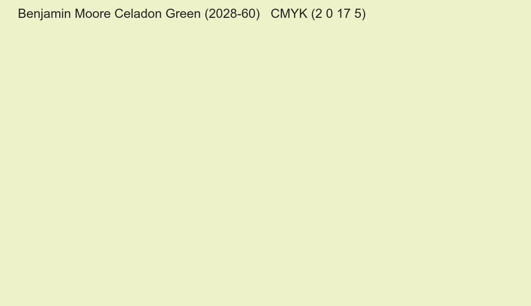 Color Benjamin Moore Celadon Green (2028-60) to CMYK (2 0 17 5) converter Color Benjamin Moore Celadon Green (2028-60) to CMYK (2 0 17 5) converter