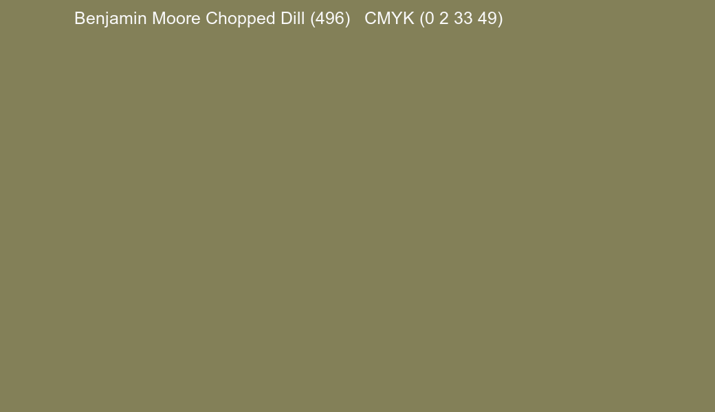 Color Benjamin Moore Chopped Dill (496) to CMYK (0 2 33 49) converter Color Benjamin Moore Chopped Dill (496) to CMYK (0 2 33 49) converter