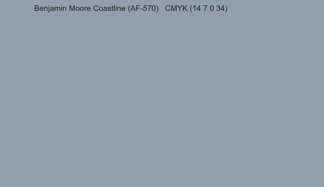 Color Benjamin Moore Coastline (AF-570) to CMYK (14 7 0 34) converter Color Benjamin Moore Coastline (AF-570) to CMYK (14 7 0 34) converter