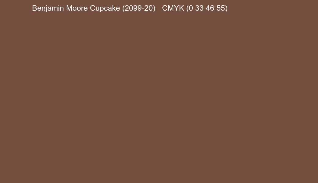 Color Benjamin Moore Cupcake (2099-20) to CMYK (0 33 46 55) converter Color Benjamin Moore Cupcake (2099-20) to CMYK (0 33 46 55) converter