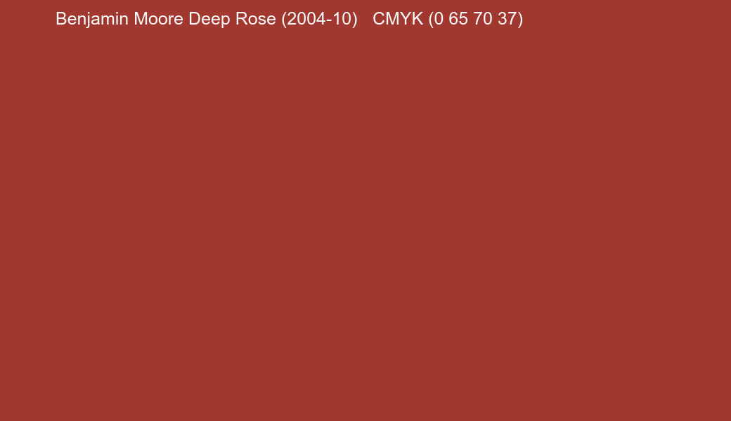 Color Benjamin Moore Deep Rose (2004-10) to CMYK (0 65 70 37) converter Color Benjamin Moore Deep Rose (2004-10) to CMYK (0 65 70 37) converter