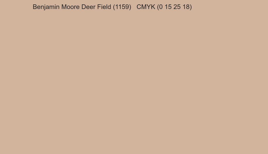 Color Benjamin Moore Deer Field (1159) to CMYK (0 15 25 18) converter Color Benjamin Moore Deer Field (1159) to CMYK (0 15 25 18) converter