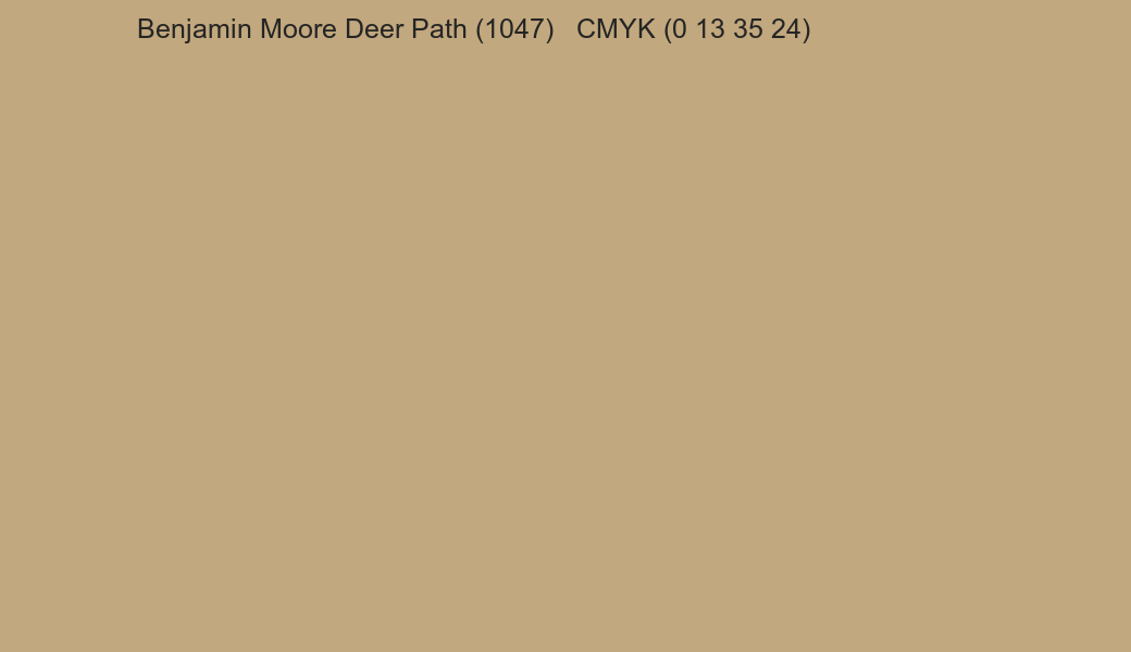 Color Benjamin Moore Deer Path (1047) to CMYK (0 13 35 24) converter Color Benjamin Moore Deer Path (1047) to CMYK (0 13 35 24) converter