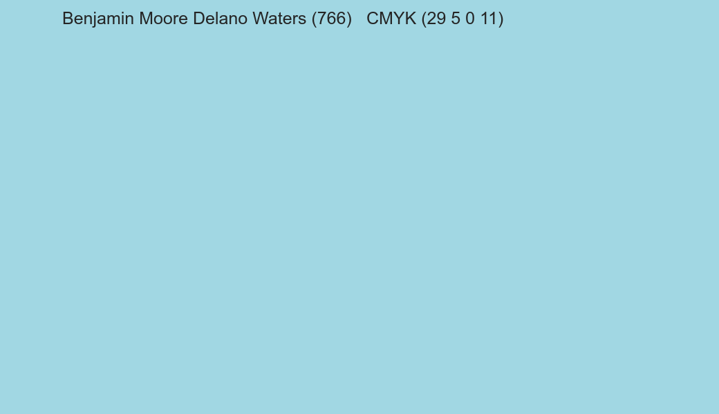 Color Benjamin Moore Delano Waters (766) to CMYK (29 5 0 11) converter Color Benjamin Moore Delano Waters (766) to CMYK (29 5 0 11) converter