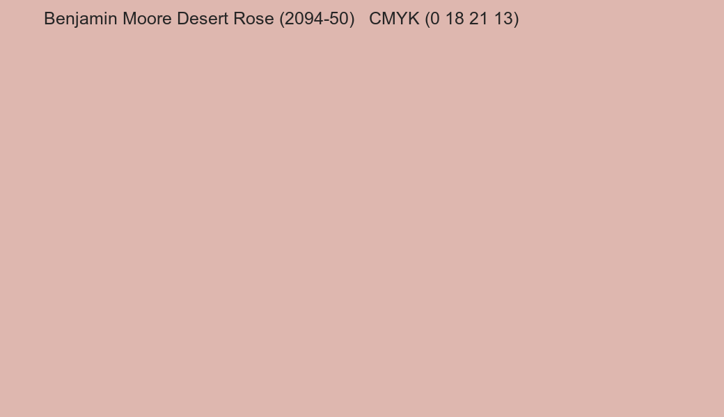 Color Benjamin Moore Desert Rose (2094-50) to CMYK (0 18 21 13) converter Color Benjamin Moore Desert Rose (2094-50) to CMYK (0 18 21 13) converter