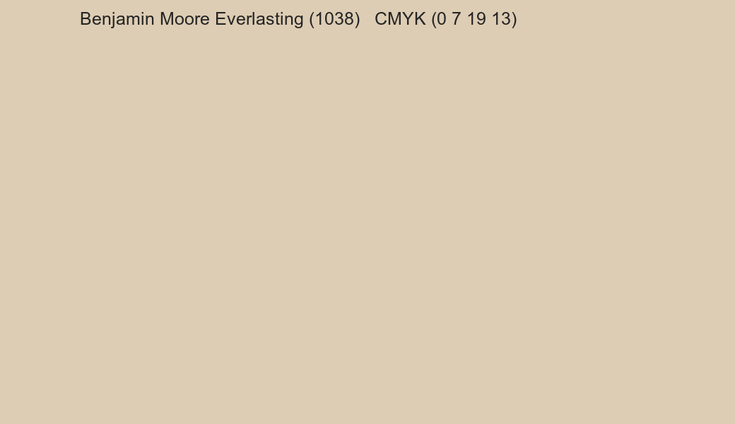 Color Benjamin Moore Everlasting (1038) to CMYK (0 7 19 13) converter Color Benjamin Moore Everlasting (1038) to CMYK (0 7 19 13) converter