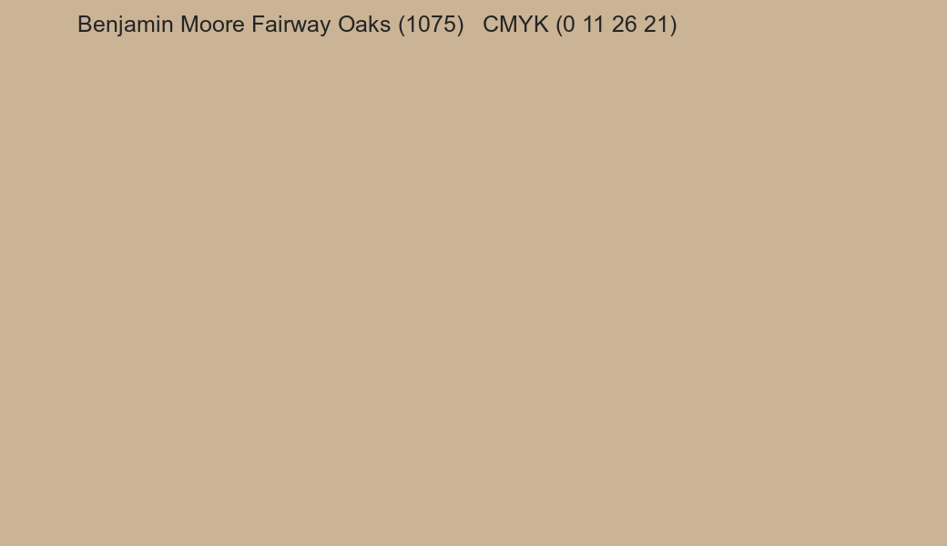 Color Benjamin Moore Fairway Oaks (1075) to CMYK (0 11 26 21) converter Color Benjamin Moore Fairway Oaks (1075) to CMYK (0 11 26 21) converter