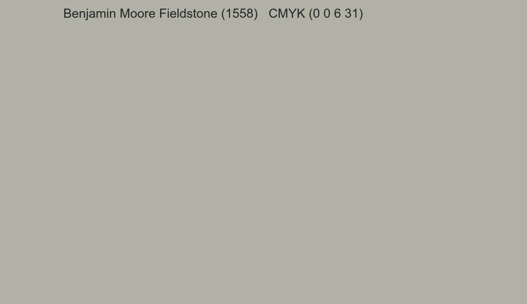 Color Benjamin Moore Fieldstone (1558) to CMYK (0 0 6 31) converter Color Benjamin Moore Fieldstone (1558) to CMYK (0 0 6 31) converter