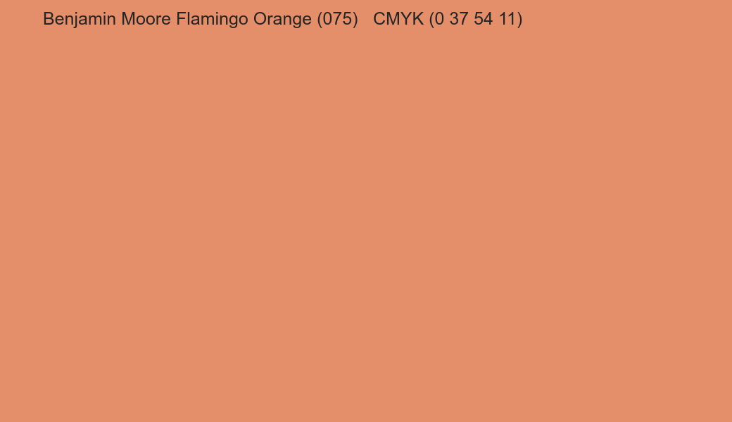 Color Benjamin Moore Flamingo Orange (075) to CMYK (0 37 54 11) converter Color Benjamin Moore Flamingo Orange (075) to CMYK (0 37 54 11) converter