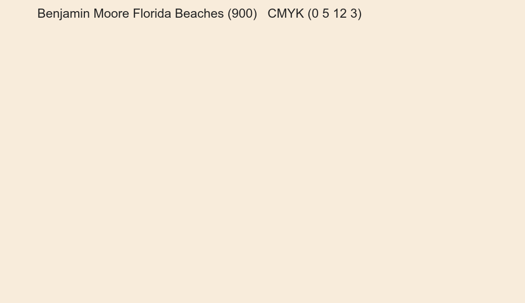 Color Benjamin Moore Florida Beaches (900) to CMYK (0 5 12 3) converter Color Benjamin Moore Florida Beaches (900) to CMYK (0 5 12 3) converter