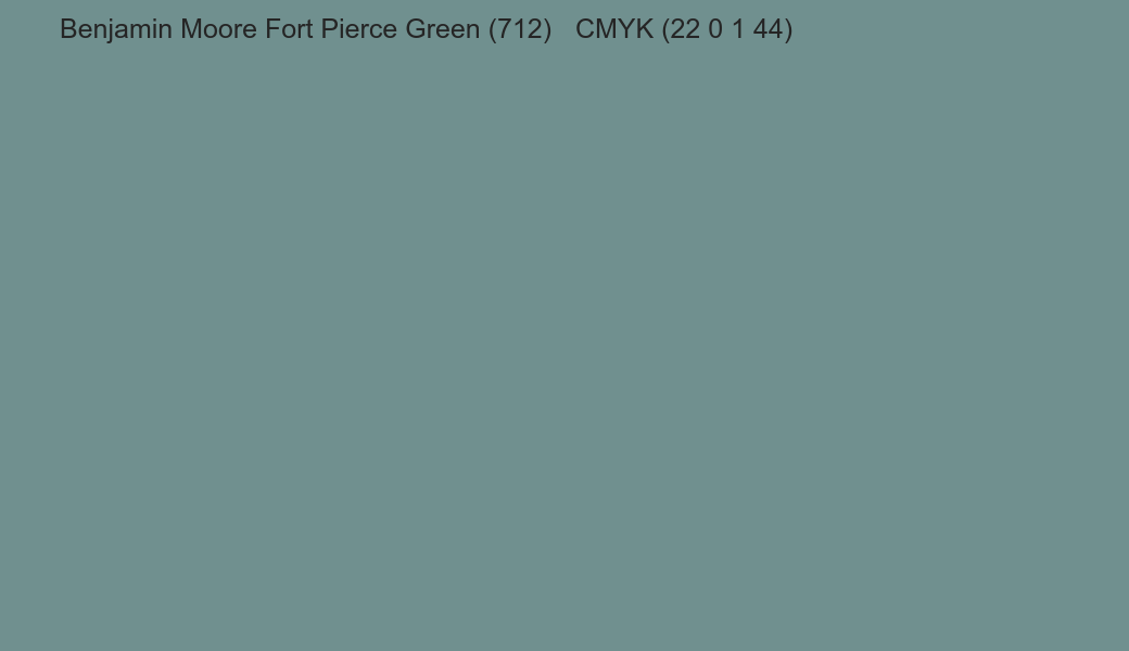 Color Benjamin Moore Fort Pierce Green (712) to CMYK (22 0 1 44) converter Color Benjamin Moore Fort Pierce Green (712) to CMYK (22 0 1 44) converter