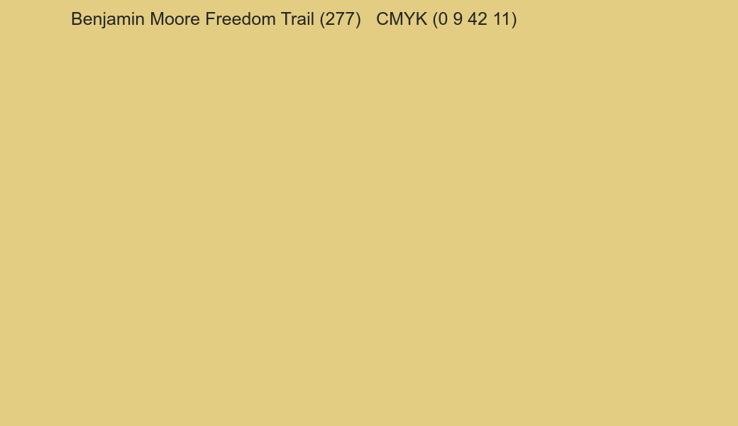 Color Benjamin Moore Freedom Trail (277) to CMYK (0 9 42 11) converter Color Benjamin Moore Freedom Trail (277) to CMYK (0 9 42 11) converter