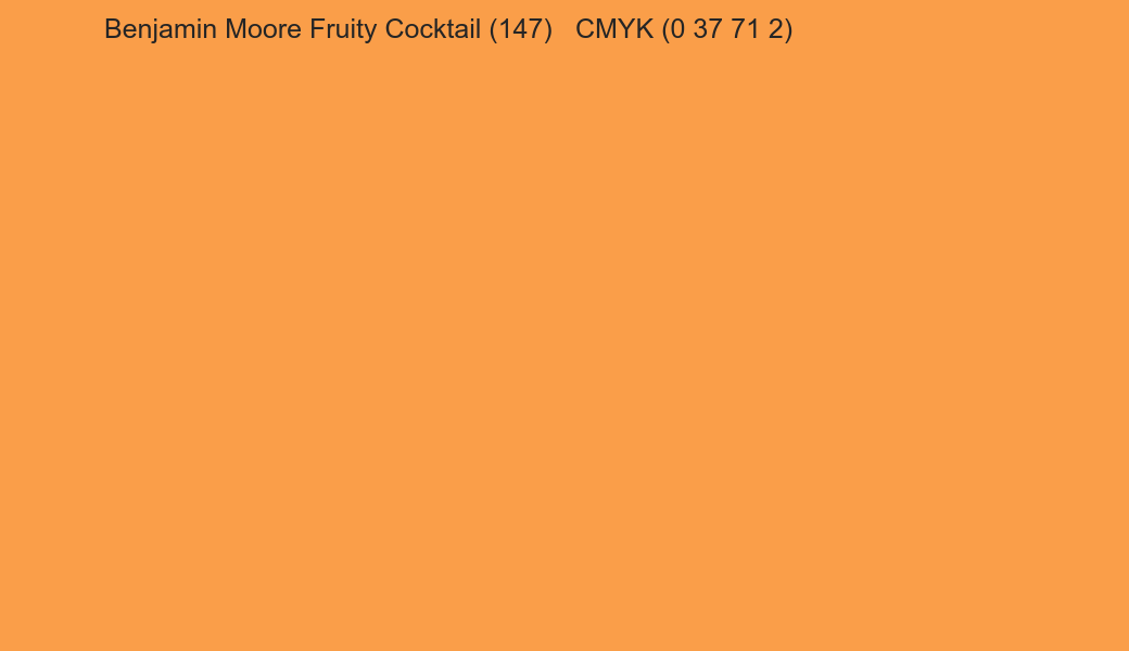 Color Benjamin Moore Fruity Cocktail (147) to CMYK (0 37 71 2) converter Color Benjamin Moore Fruity Cocktail (147) to CMYK (0 37 71 2) converter