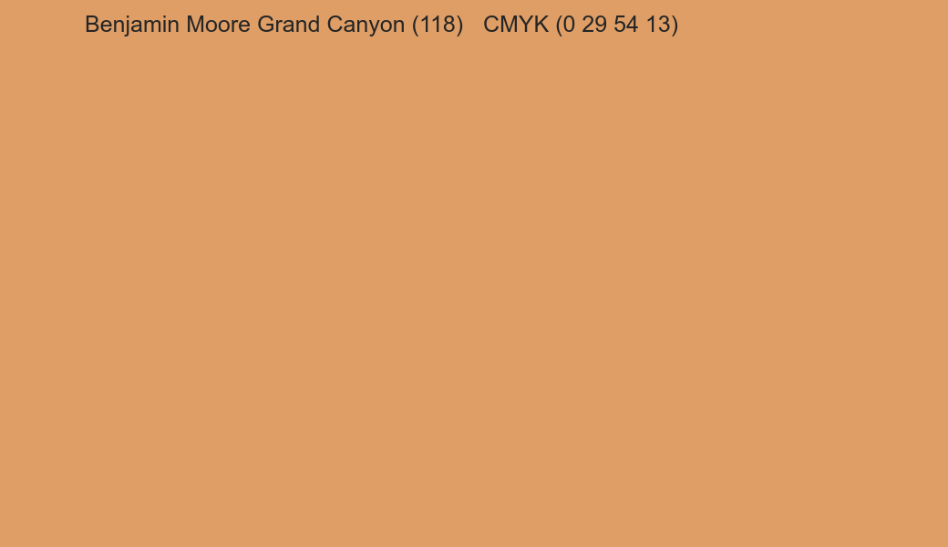 Color Benjamin Moore Grand Canyon (118) to CMYK (0 29 54 13) converter Color Benjamin Moore Grand Canyon (118) to CMYK (0 29 54 13) converter