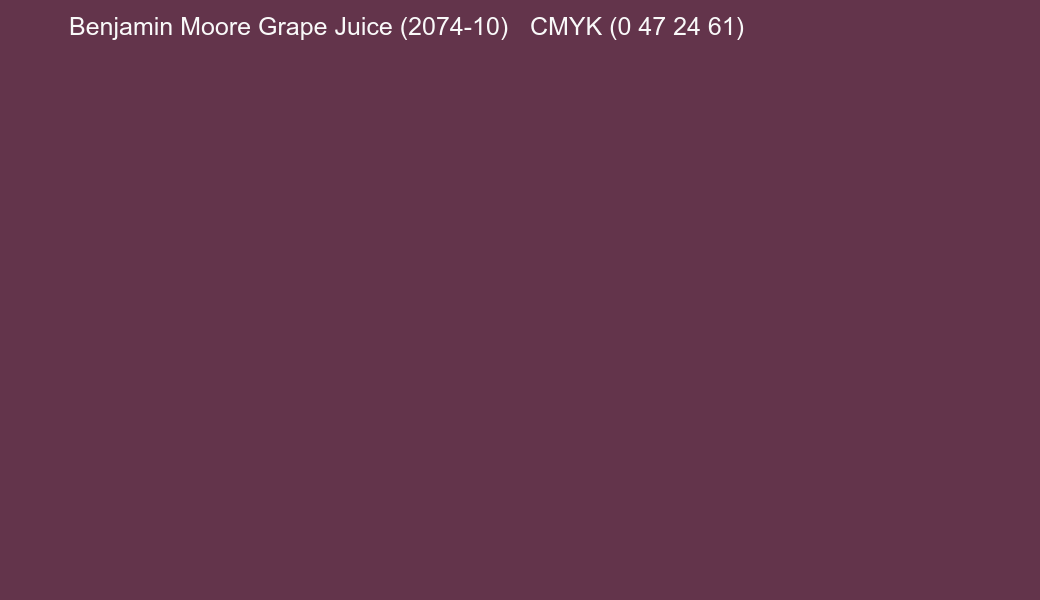 Color Benjamin Moore Grape Juice (2074-10) to CMYK (0 47 24 61) converter Color Benjamin Moore Grape Juice (2074-10) to CMYK (0 47 24 61) converter