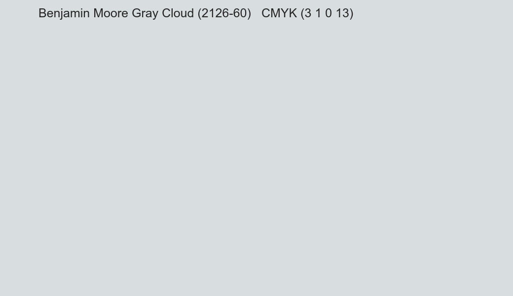 Color Benjamin Moore Gray Cloud (2126-60) to CMYK (3 1 0 13) converter Color Benjamin Moore Gray Cloud (2126-60) to CMYK (3 1 0 13) converter
