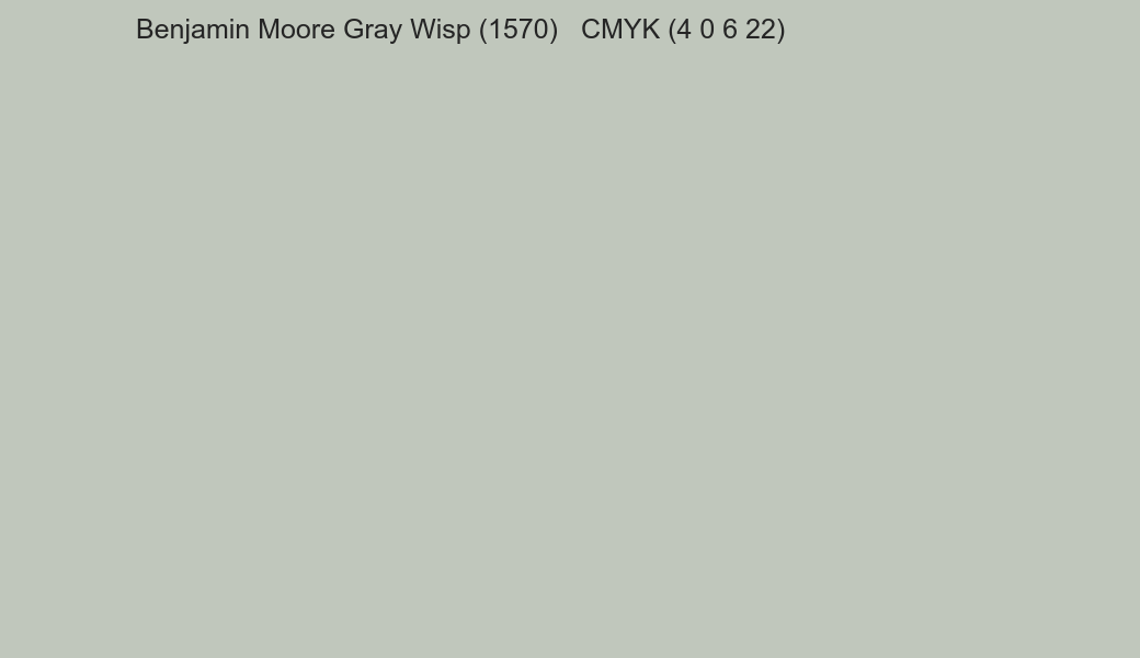 Color Benjamin Moore Gray Wisp (1570) to CMYK (4 0 6 22) converter Color Benjamin Moore Gray Wisp (1570) to CMYK (4 0 6 22) converter