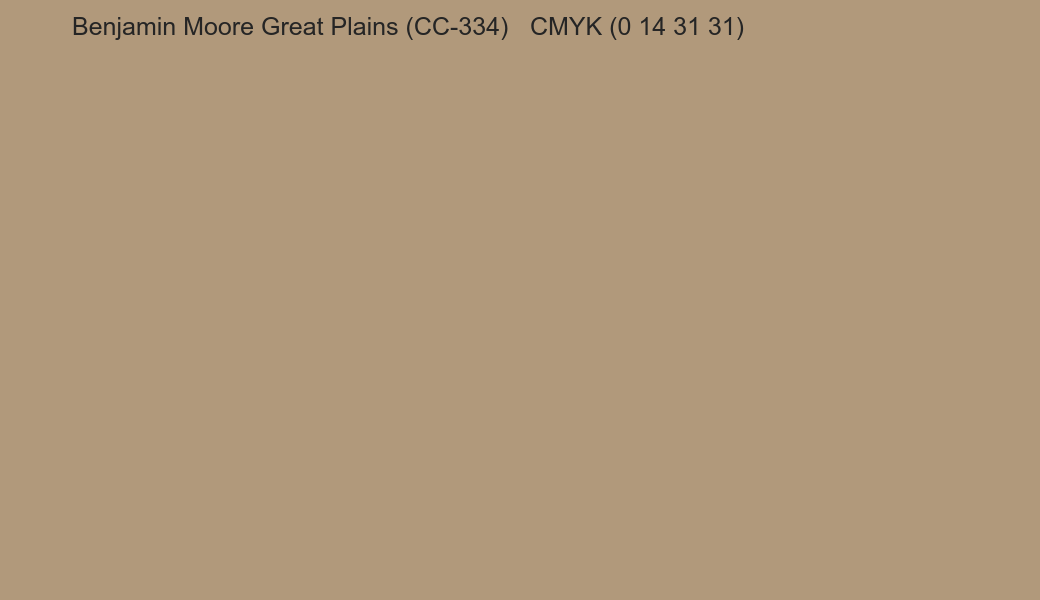 Color Benjamin Moore Great Plains (CC-334) to CMYK (0 14 31 31) converter Color Benjamin Moore Great Plains (CC-334) to CMYK (0 14 31 31) converter