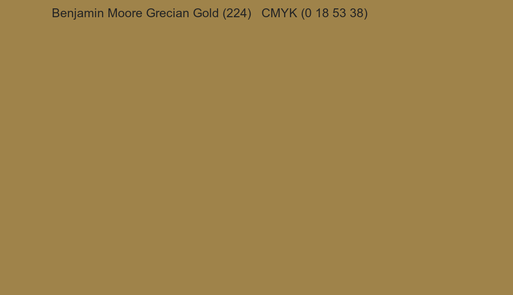 Color Benjamin Moore Grecian Gold (224) to CMYK (0 18 53 38) converter Color Benjamin Moore Grecian Gold (224) to CMYK (0 18 53 38) converter