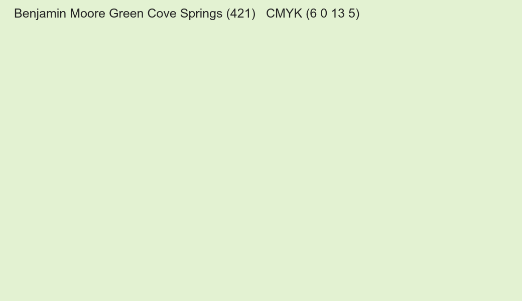 Color Benjamin Moore Green Cove Springs (421) to CMYK (6 0 13 5) converter Color Benjamin Moore Green Cove Springs (421) to CMYK (6 0 13 5) converter